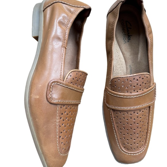 Clarks Women’s Lyrical Way Loafers in Cognac Brown Leather SZ 8.5 - Picture 4 of 7